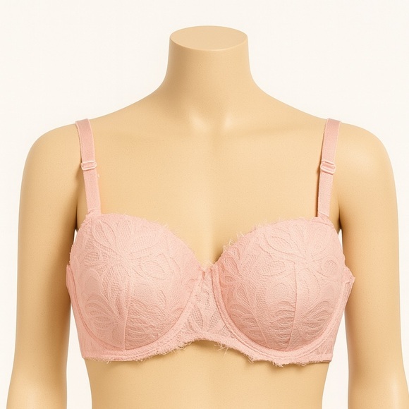 Pink Victorias Secret plunge bra in pink lace 36 B - Picture 1 of 6